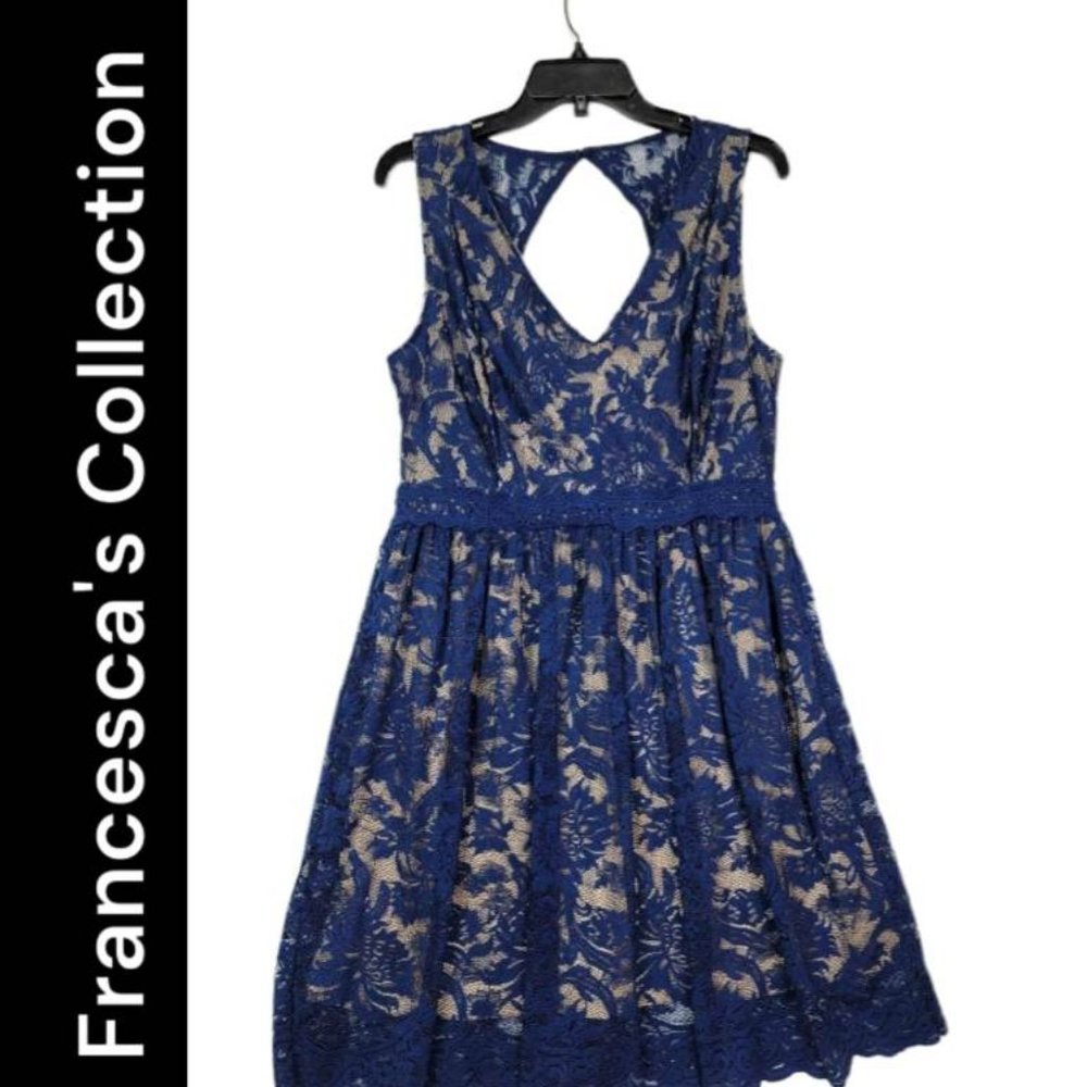 Francesca's Collection Woman Navy Blue Flowy  Sexy Open Back Dress Size Medium
